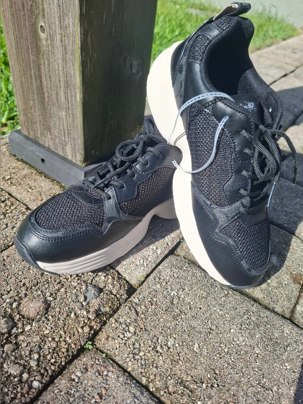 Coach girl's Black Leather & Mesh Sneakers
